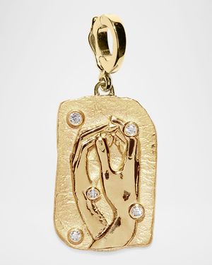18K Yellow Gold Collide Relic Coin Pendant with Diamonds