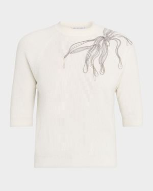 Cashmere Sweater with Monili Embroidery
