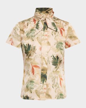 Febe Botanical Self-Tie Blouse
