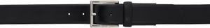 BOSS Black Leather Square Logo-Engraved Buckle Belt