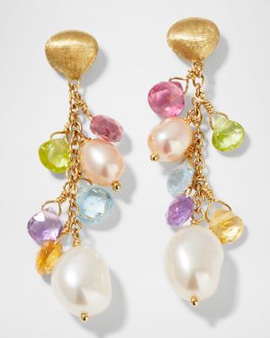 Paradise 18K Yellow Gold Mixed Drop Earrings with Pearls