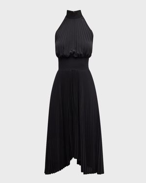 Renzo Pleated Halter Dress