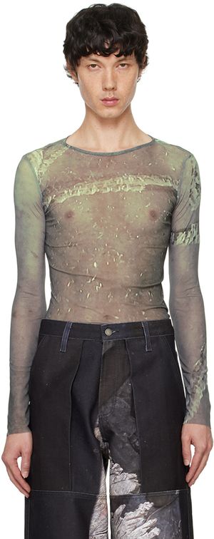 Serapis SSENSE Exclusive Green Drill Tech Long Sleeve T-Shirt