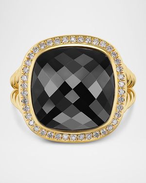 Albion Ring with Gemstones and Diamonds in 18K Gold, 15mm