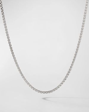 Box Chain Necklace in Silver with 14K Gold Accent, 2.7mm