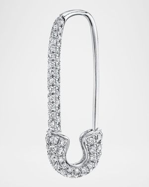 18K White Gold Diamond Safety Pin Earring, Single (Right)