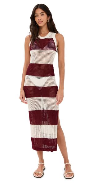 Beach Riot Holly Rose Dress Merlot Stripe XS
