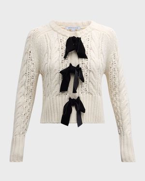 Christina Cable-Knit Bow Sweater