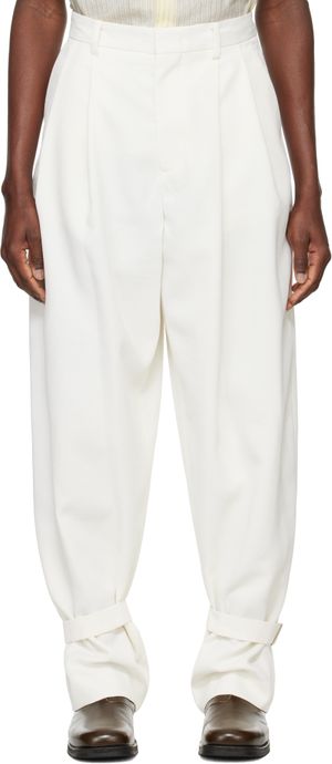 System White Ankle Strap Wool Trousers