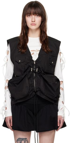lesugiatelier Veste noire à cordon coulissant
