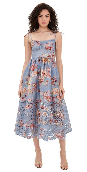 Zimmermann Awaken Picnic Dress Chambray Floral 1