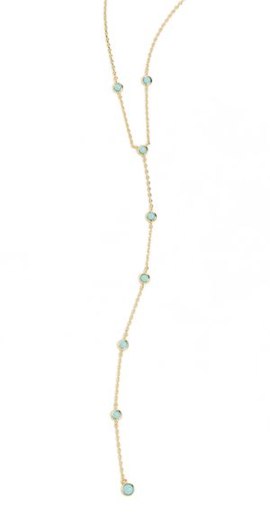 By Adina Eden Scattered Turquoise Bezel Lariat Necklace Turquoise One Size