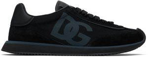 Dolce&Gabbana Black Mixed-Material 'DG' Cushion Sneakers