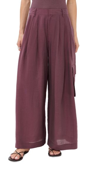 Tibi Silk Voile Cargo Triple Pleat Pants Light Mulberry 8