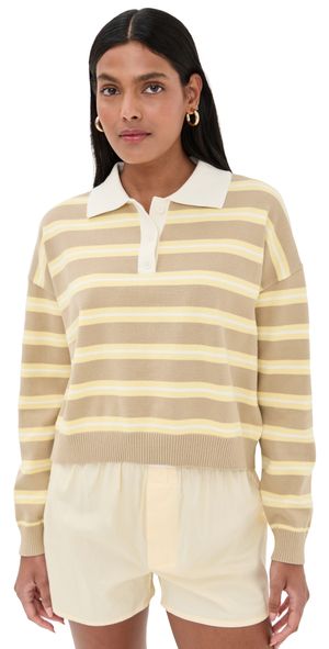 LE BOP Striped Polo Antique White Stripe XL