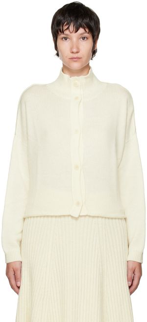Cordera Off-White Stand Collar Cardigan