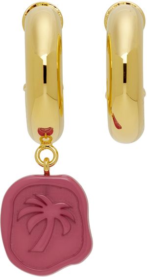 Palm Angels Gold Mismatched Seal Earrings