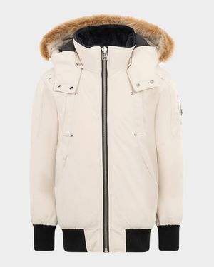 Kid's Shearling-Trim Down Bomber Jacket, Size XS-XL
