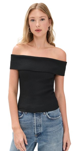 DL1961 Off Shoulder Top Black (Instasculpt Rib) M