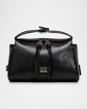 Zip-Top Leather Top-Handle Bag