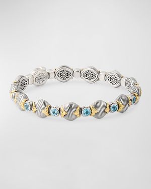 Sterling Silver and Sky Blue Topaz Bracelet with 18K Yellow Gold