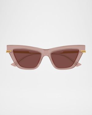 Logo Mixed-Media Cat-Eye Sunglasses