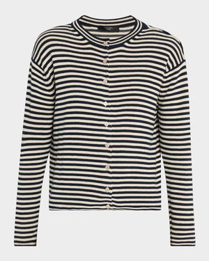 Eritea Striped Cotton Knit Cardigan