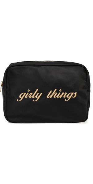 Stoney Clover Lane Girly Things Embroidered Large Pouch Noir One Size