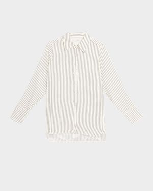 Striped Silk Button-Down Shirt