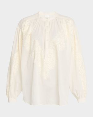 Elaine High-Neck Lace Top