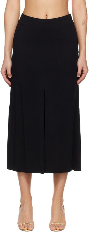 RECTO Black Front Slit Midi Skirt