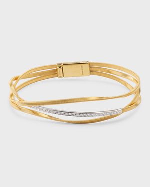 Marrakech 18K Yellow Gold 3-Strand Coil Bangle with Diamonds