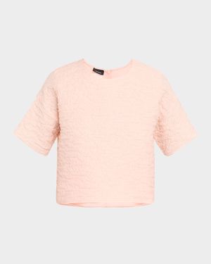 3D Bubble Organza Short-Sleeve Top