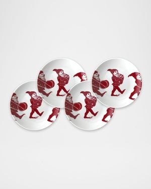 Elves Red Canapes Plates, Set of 4