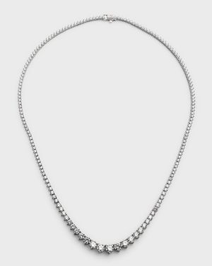 18K White Gold Graduated Diamond Tennis Necklace, 17"L, 10.17tcw