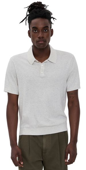 Madewell Heather Cotton 3 Button Polo Heather Oat S