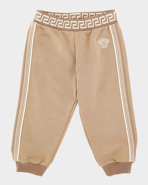 Boy's Embroidered Greca-Print Fleece Sweatpants, Size 12M-5