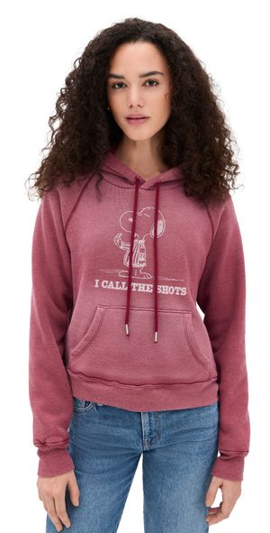 RE/DONE Thermal Lined Raglan Hoodie Snoopy Faded Beet L