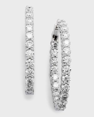 18K White Gold Diamond Hoop Earrings, 6.60tcw, 10.3"L