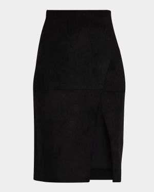 Siobhan Suede Front Slit Wrap Skirt