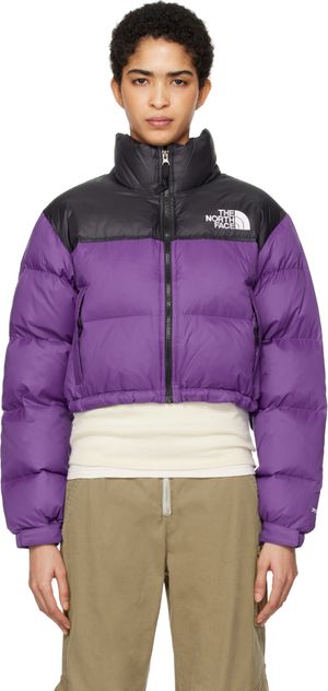 The North Face Purple & Black Nuptse Short Down Jacket
