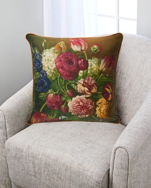 Floral with Shells & Petals Silk Pillow