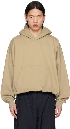 WOOYOUNGMI Pull à capuche surdimensionné beige à cordon coulissant