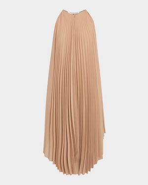 Pleated Halter Midi Dress
