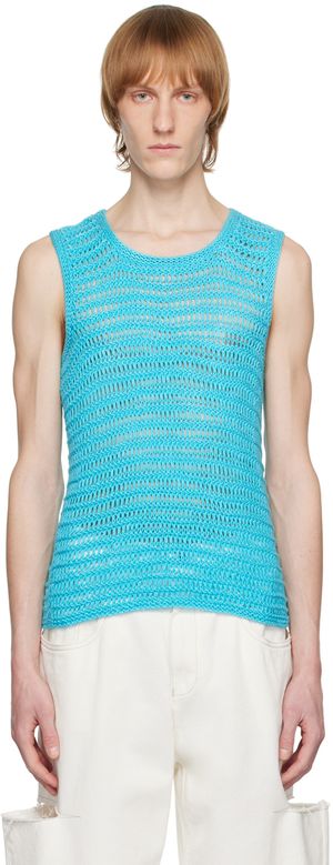 Situationist Blue Hand-Knit Tank Top