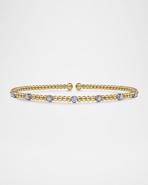 14K White and Yellow Gold Bujukan Diamond Stations Bangle