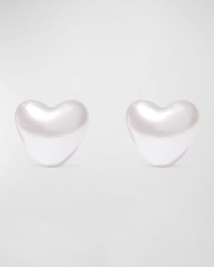 Pearly Heart Stud Earrings