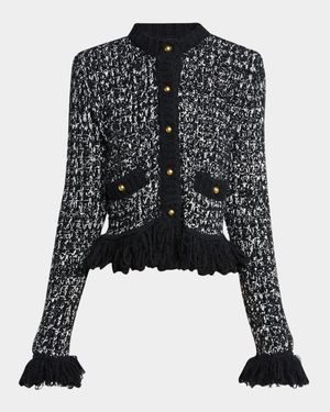 Fringe Button-Front Cardigan