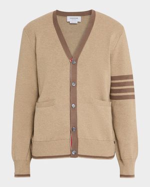 Men's Cotton 4-Bar Stripe Sleeve Cardigan