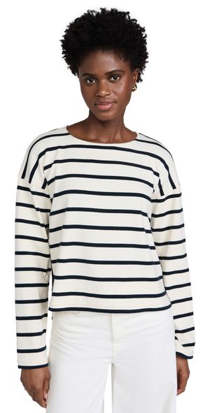 La Ligne Breton Long Sleeve Tee Ecru/Navy XL